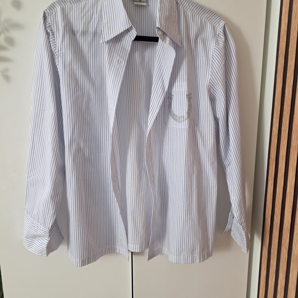Classic Blue and White Striped Men's Shirt